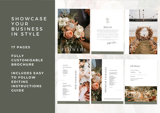 Wedding Florist Pricing Guide, Florist Template Customisable for your business - Magnolia Fern