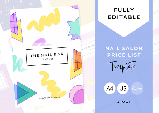 Nail Salon Services Pricing Menu | Pricing Guide | Nail Salon Template | Brochure Template | Business Template | digital download