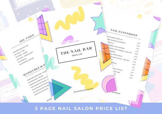 Nail Salon Services Pricing Menu | Pricing Guide | Nail Salon Template | Brochure Template | Business Template | digital download
