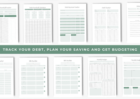 Debt and Finance Planner Bundle A4 Pistachio