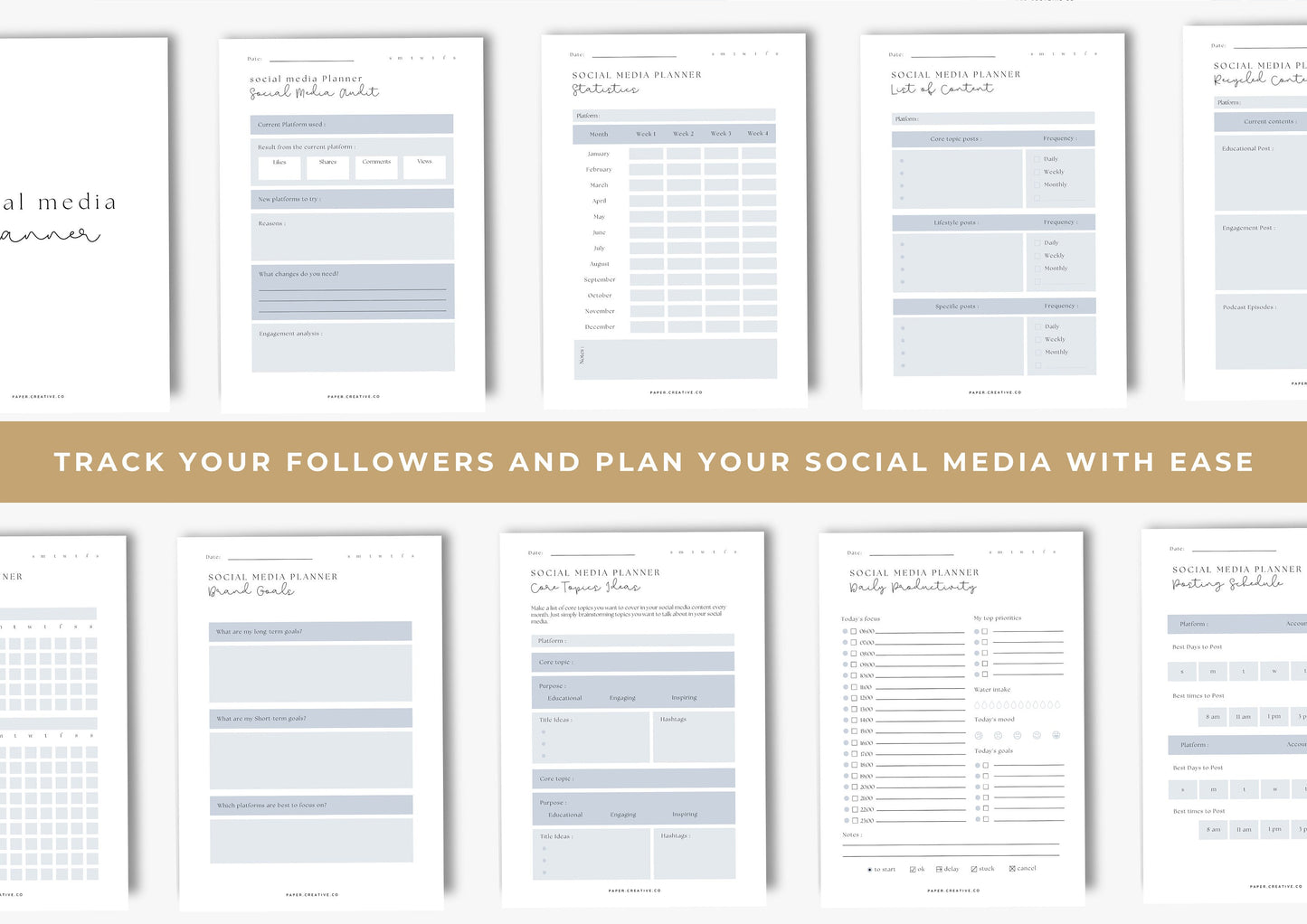 Social Media Planner, A4, Frosted Ice