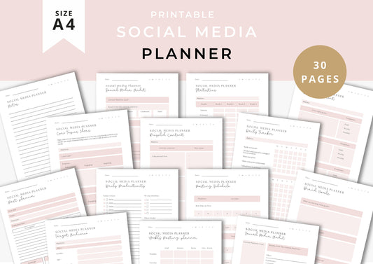 Social Media Planner, A4, Milky Rose
